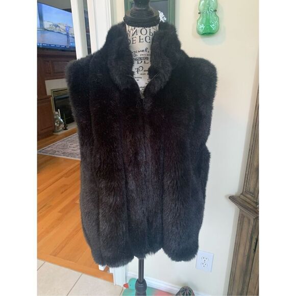 Coaco NY Reversible Soft Faux Fur Sleeveless Black Vest Jacket Winter - Picture 1 of 13
